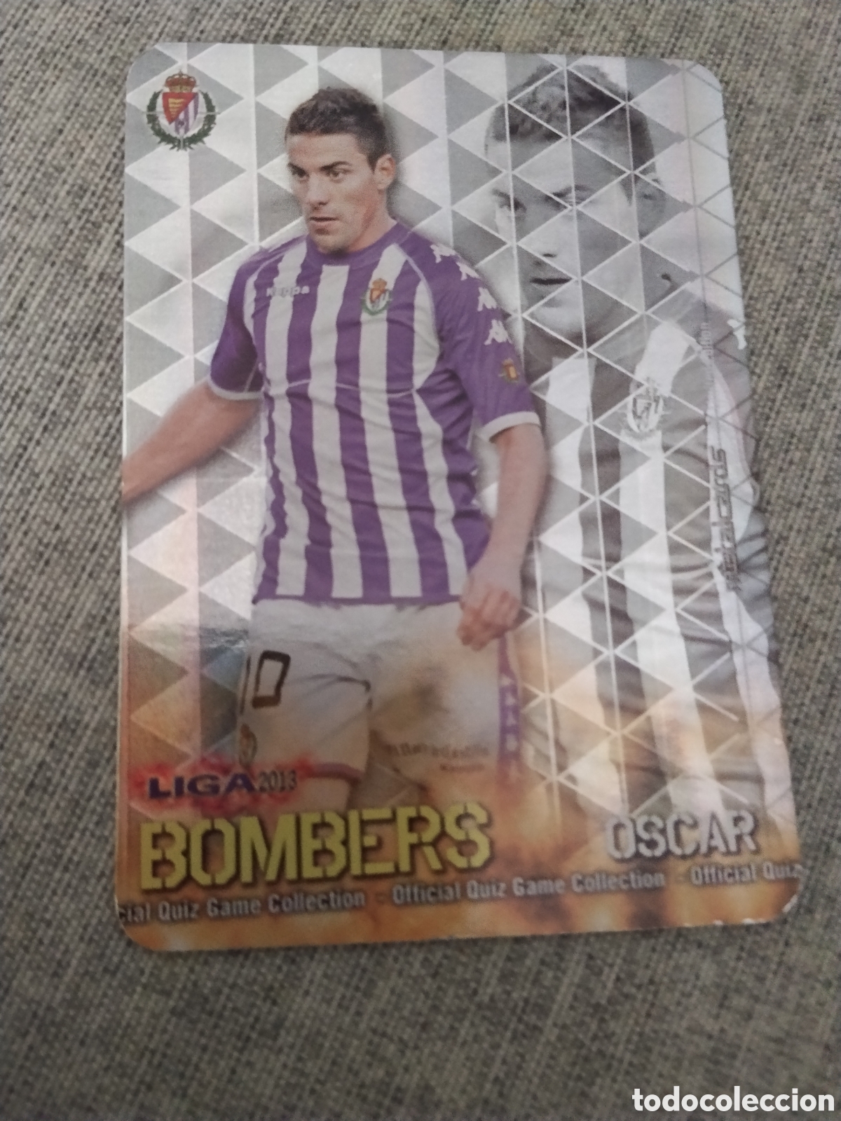 Cromos de Futebol: MUNDICROMO QUIZ GAME LIGA 2013 - METALCARD BOMBERS OSCAR-REAL VALLADOLID ( BRILLO LISO )