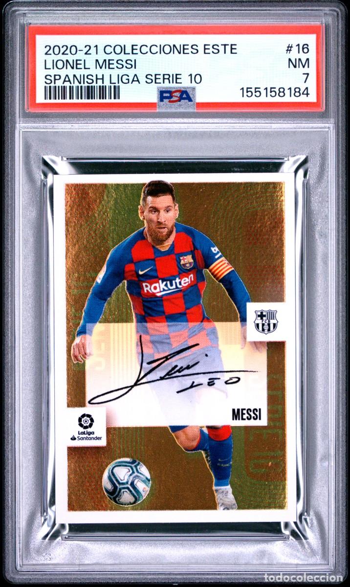 Cromos de f&uacute;tbol: Lionel Messi #16 Serie 10 Autografo FC Barcelona Liga Este 2020 21 Psa 7