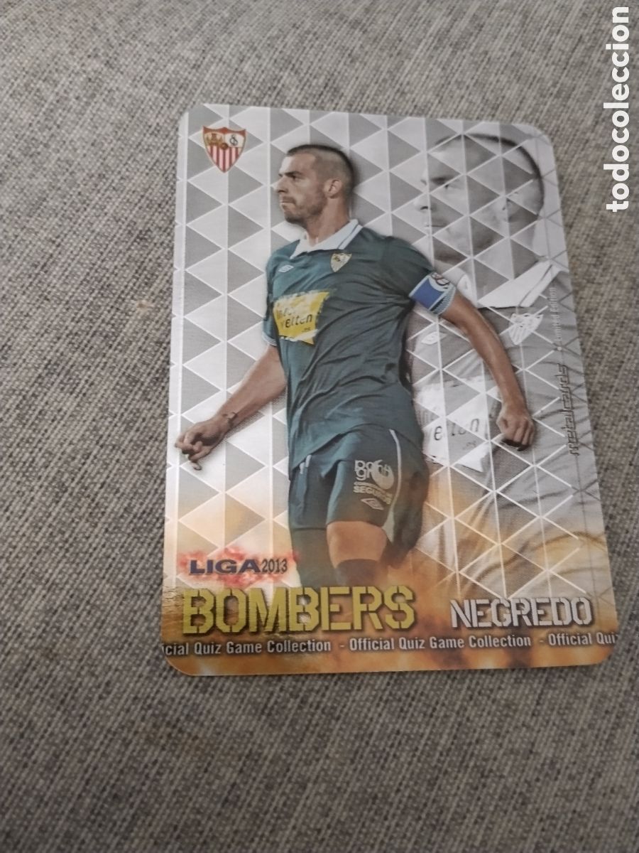 Figurine di Calcio: MUNDICROMO QUIZ GAME LIGA 2013 - METALCARD BOMBERS NEGREDO - SEVILLA CF (BRILLO LISO )
