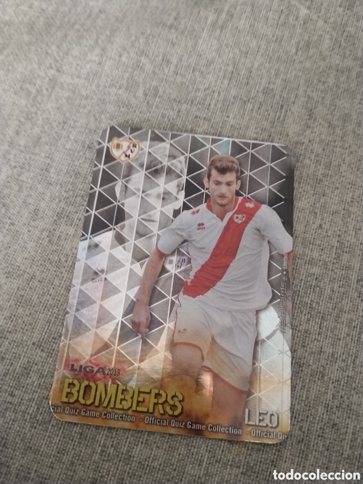 Cromos de f&uacute;tbol: MUNDICROMO QUIZ GAME LIGA 2013 - METALCARD BOMBERS BAPSTISTAO - RAYO VALLECANO (FONDO RAYAS VERTIC )