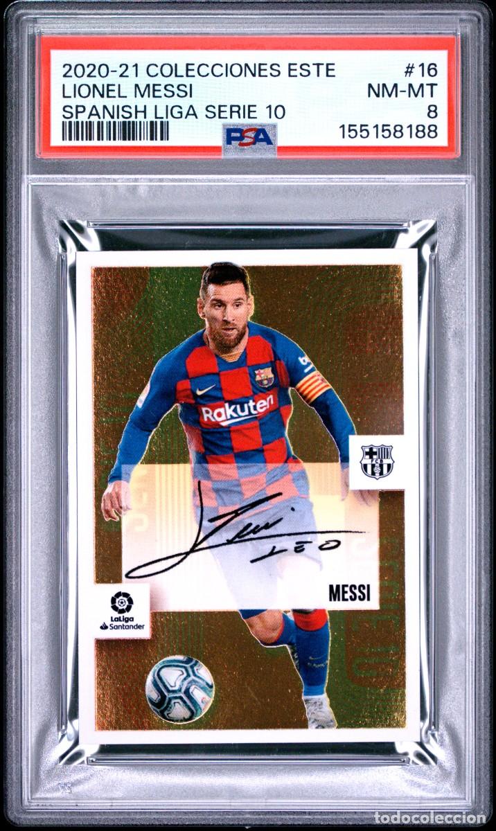 Cromos de f&uacute;tbol: Lionel Messi #16 Serie 10 Autografo FC Barcelona Liga Este 2020 21 Psa 8