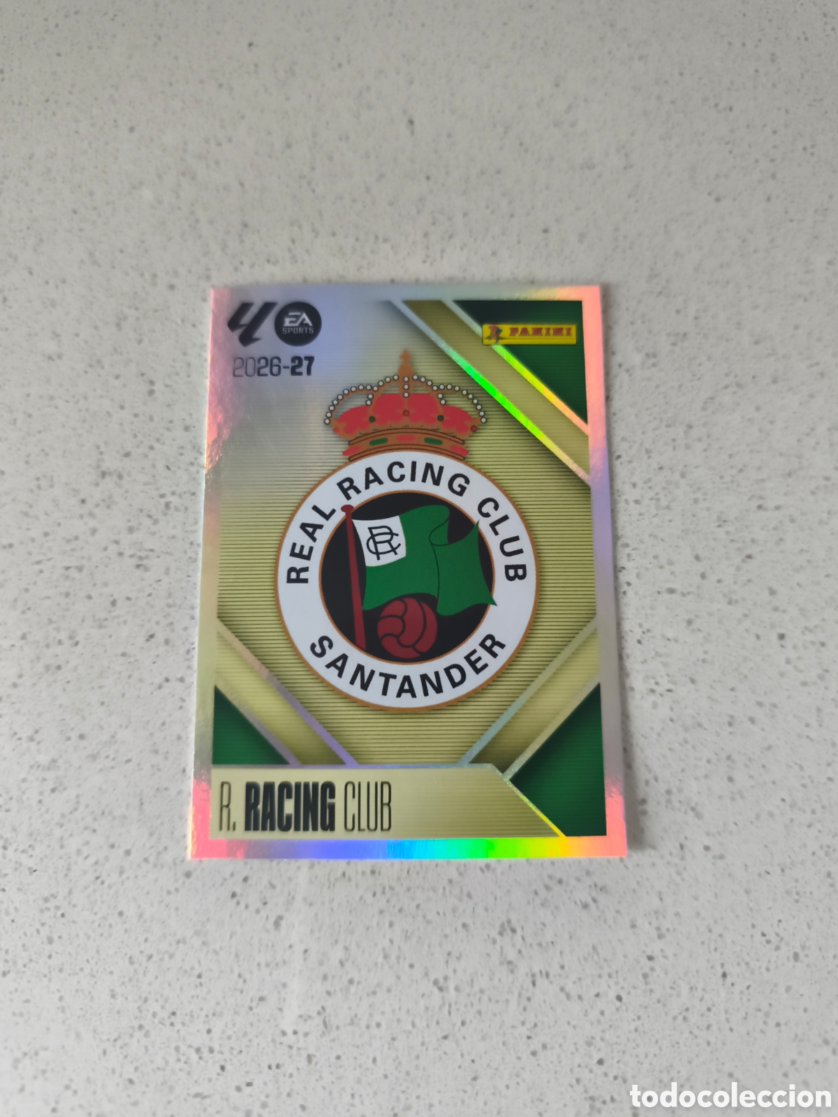 Cromos de f&uacute;tbol: CROMO N&Uacute;MERO 1 ESCUDO RACING SANTANDER. LIGA ESTE 26/27. PANINI.