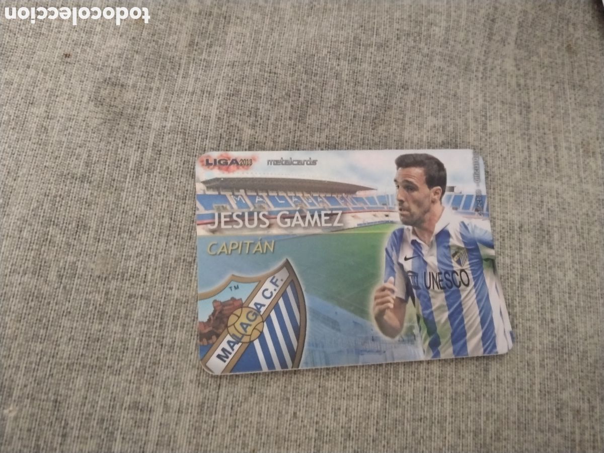 Football Stickers: MUNDICROMO QUIZ GAME LIGA 2013 - METALCARD CAPITAN JESUS GAMEZ - MALAGA CF (BRILLO LISO )