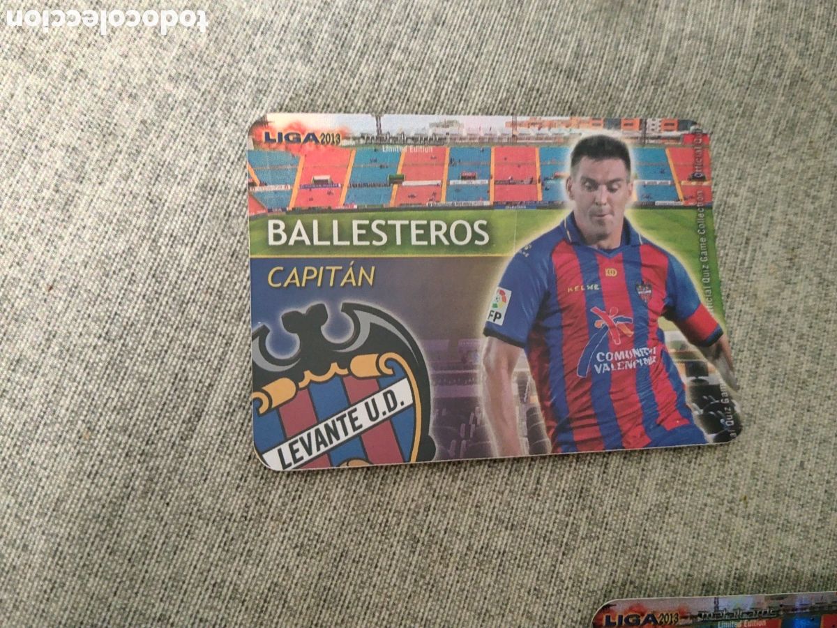 Fu&szlig;ball-Sticker: MUNDICROMO QUIZ GAME LIGA 2013 - METALCARD CAPITAN BALLESTEROS - LEVANTE UD (BRILLO LISO )