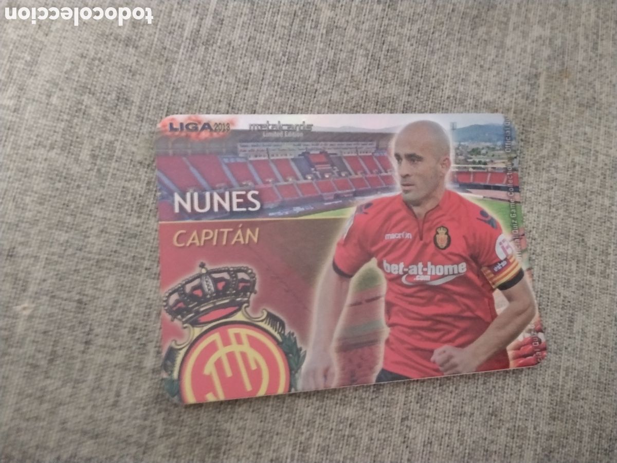 Cartes &agrave; collectionner de Football: MUNDICROMO QUIZ GAME LIGA 2013 - METALCARD CAPITAN NUNES - RCD MALLORCA ( BRILLO LISO )