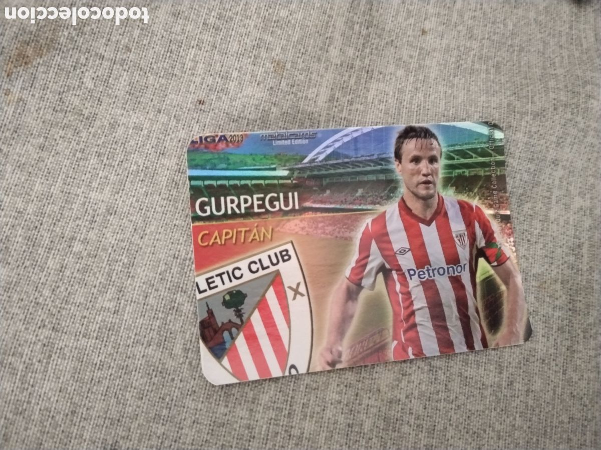 Cromos de f&uacute;tbol: MUNDICROMO QUIZ GAME LIGA 2013 - METALCARD CAPITAN GURPEGUI - ATH. BILBAO ( BRILLO LISO )