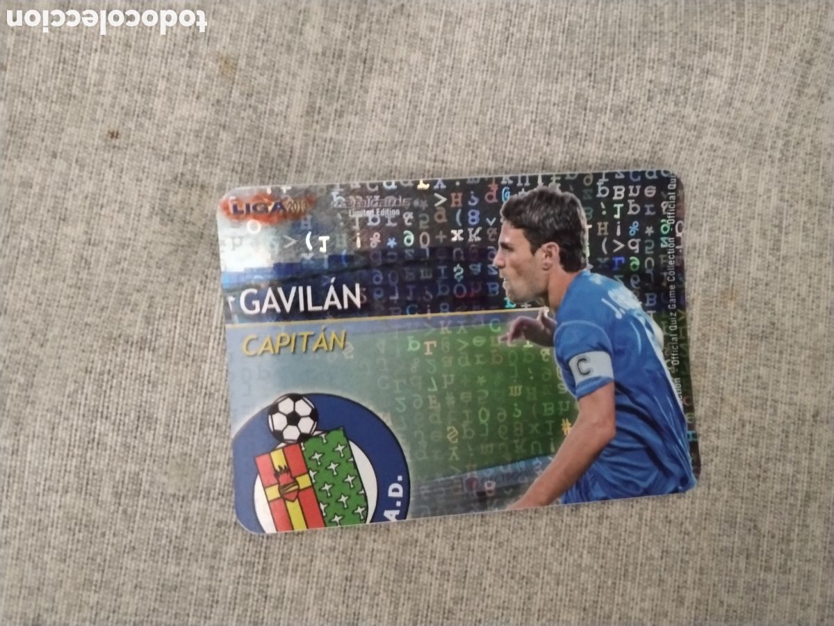 Fu&szlig;ball-Sticker: MUNDICROMO QUIZ GAME LIGA 2013 - METALCARD CAPITAN GAVILAN - GETAFE CF (FONDO LETRAS )