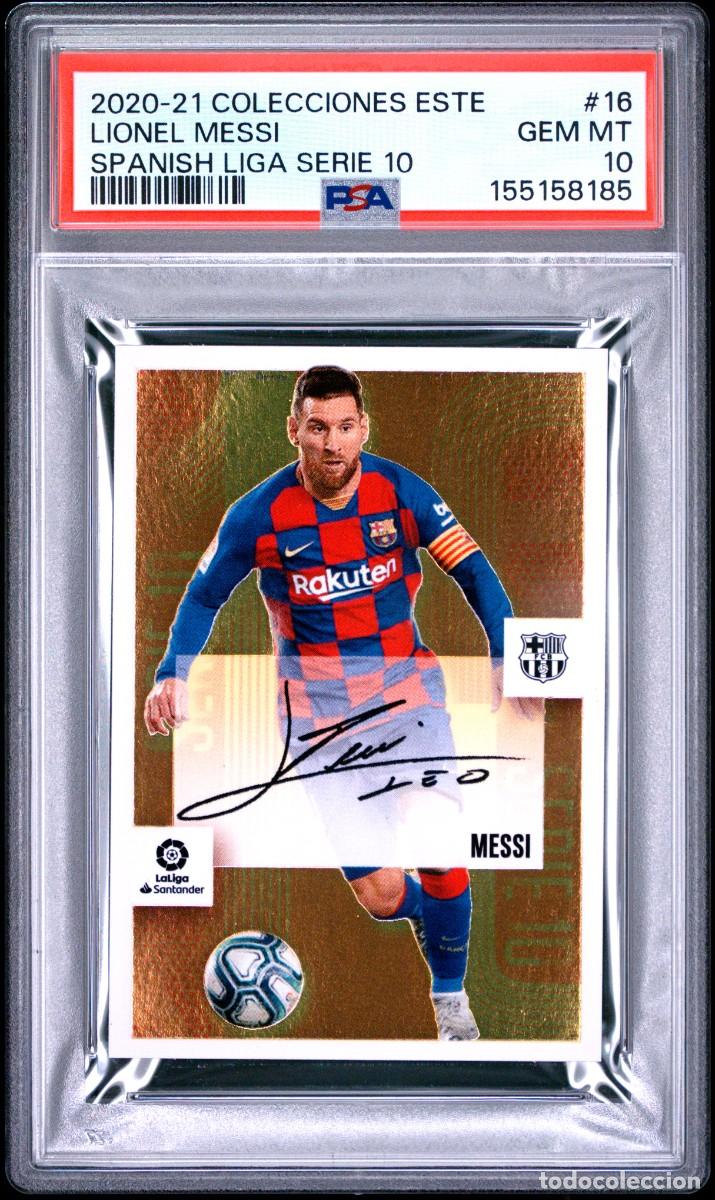 Cromos de f&uacute;tbol: Lionel Messi #16 Serie 10 Autografo FC Barcelona Liga Este 2020 21 Psa 10
