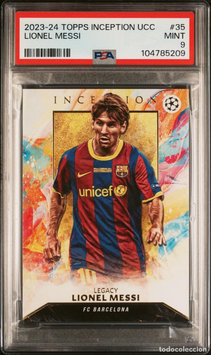 Cromos de f&uacute;tbol: Messi #35 FC Barcelona Topps Inception UCC 2023 24 PSA 9