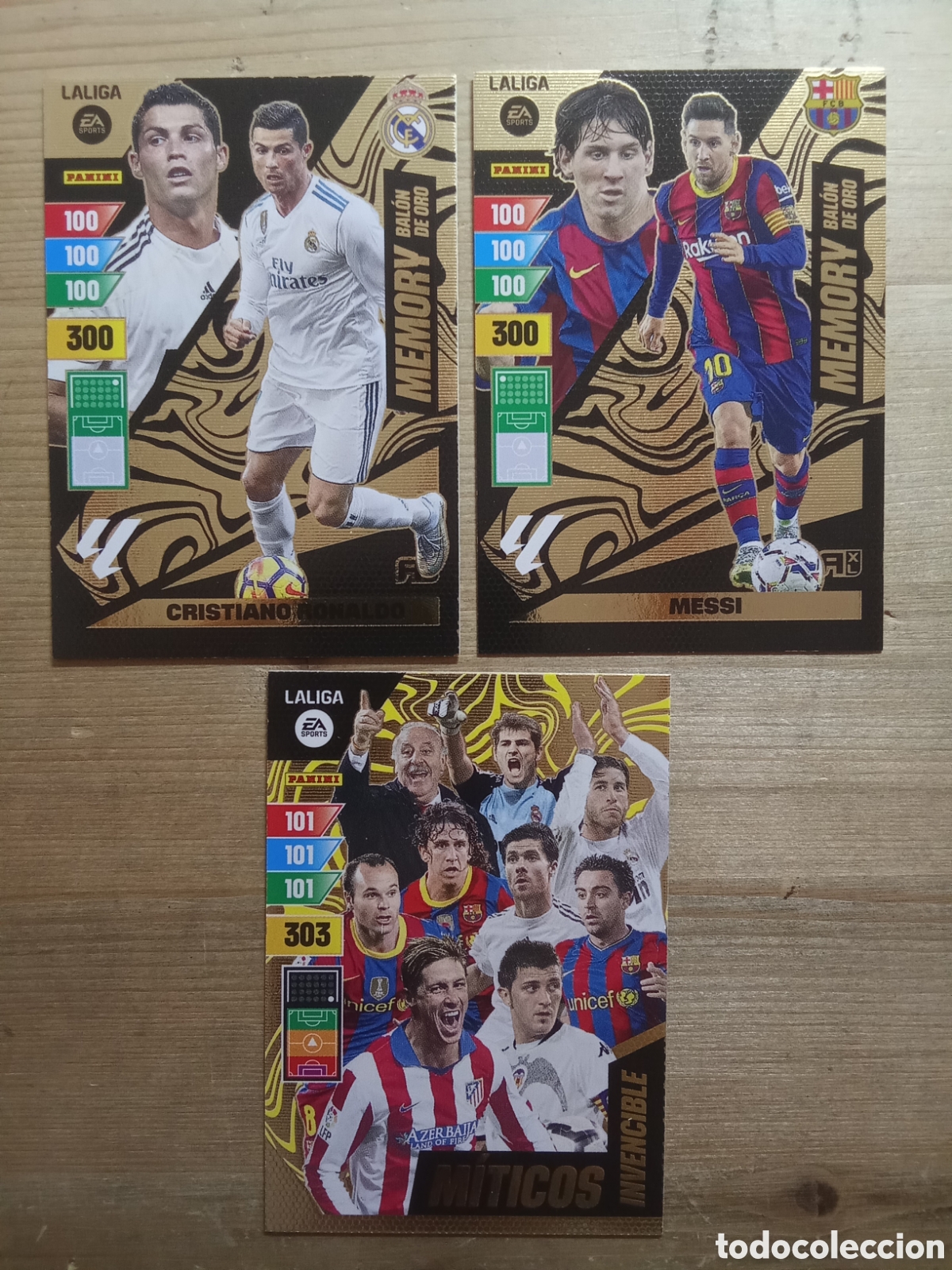 Cromos de f&uacute;tbol: LOTE MEMORY BALON ORO MESSI RONALDO Y MITICOS INVENCIBLE ADRENALYN 23-24 VER FOTOS