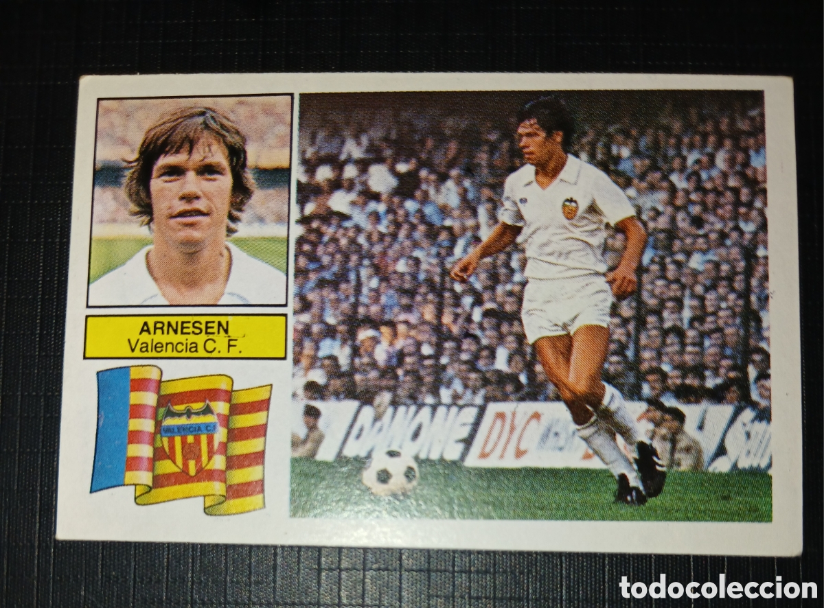 Cromos de f&uacute;tbol: Cromo Arnesen Valencia C. F. Baja Ed. Este Liga 1982 1983 82-83 Sin pegar, nunca pegado