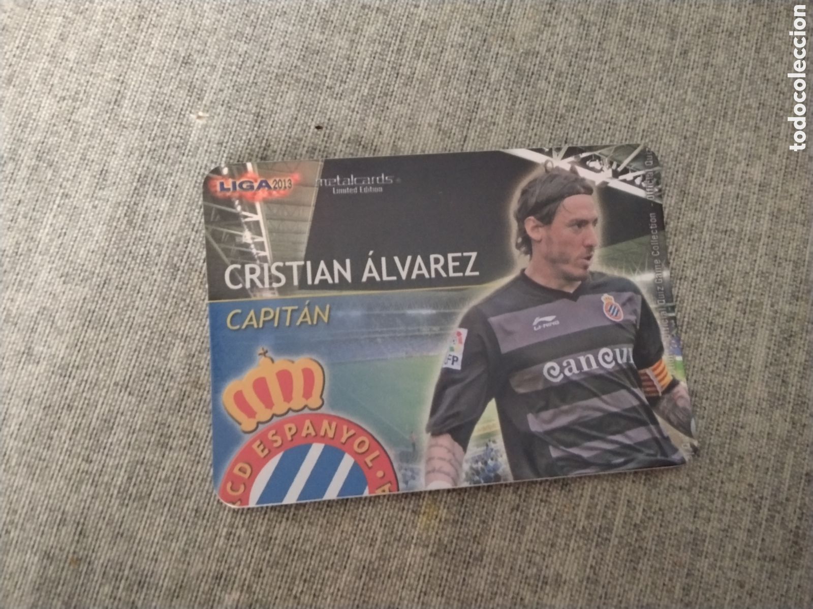 Football Stickers: MUNDICROMO QUIZ GAME LIGA 2013 - METALCARD CAPITAN CRISTIAN ALVAREZ-RCD ESPA&Ntilde;OL (BRILLO LISO)