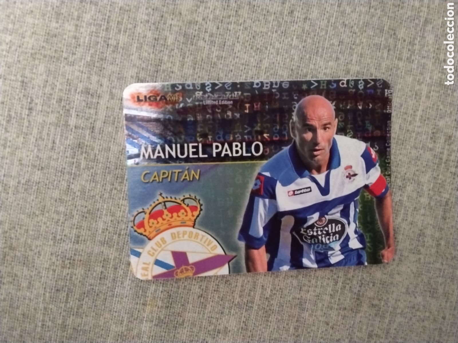 Fu&szlig;ball-Sticker: MUNDICROMO QUIZ GAME LIGA 2013 - METALCARD CAPITAN MANUEL PABLO - DEPORTIVO CORU&Ntilde;A (BRILLO LISO )