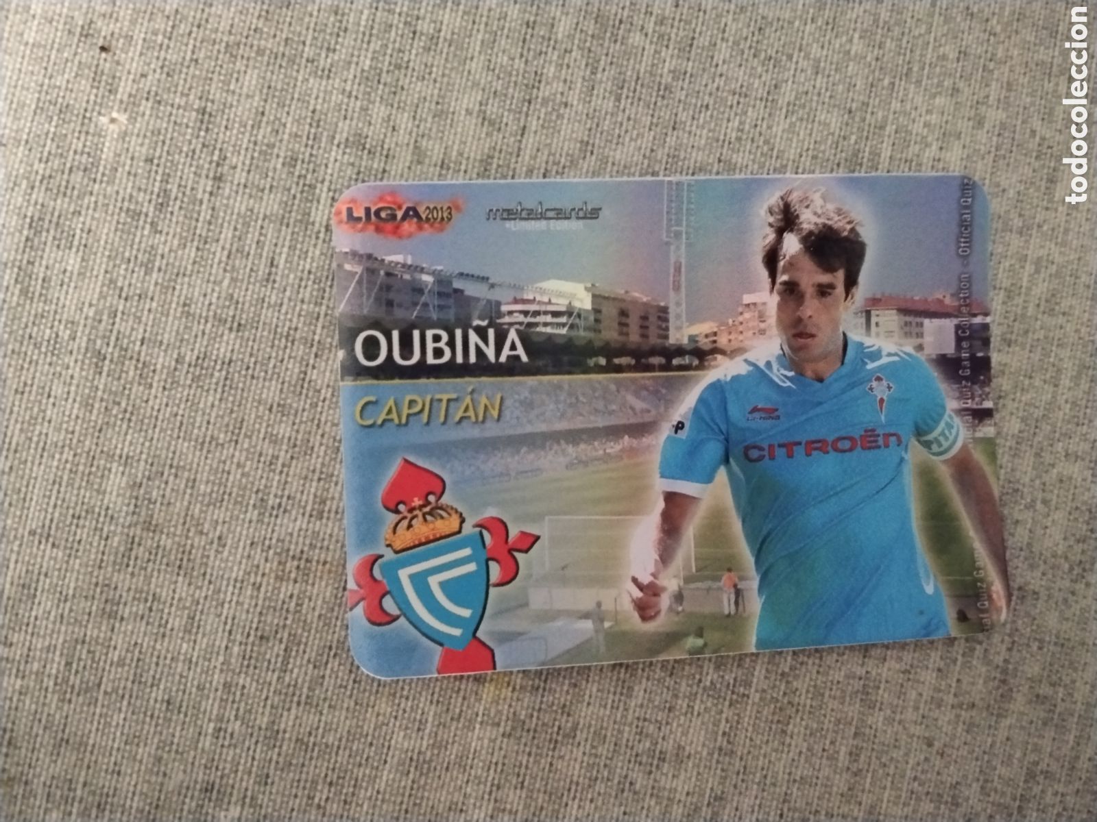 Fu&szlig;ball-Sticker: MUNDICROMO QUIZ GAME LIGA 2013 - METALCARD CAPITAN OUBI&Ntilde;A - RC CELTA DE VIGO (BRILLO LISO )