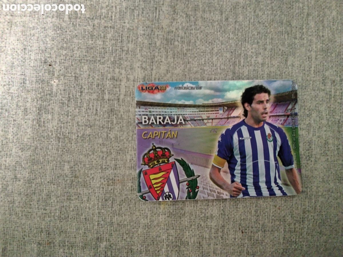Football Stickers: MUNDICROMO QUIZ GAME LIGA 2013 - METALCARD CAPITAN BARAJA-REAL VALLADOLID (BRILLO LISO )