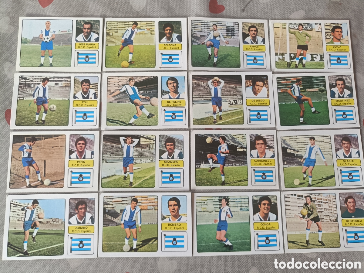 Cromos de f&uacute;tbol: Campeonato de Liga 1973 74 Equipo completo R.C.D.Espa&ntilde;ol Ed.Fher