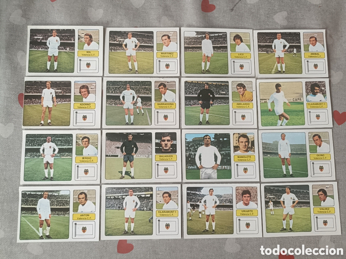 Cromos de f&uacute;tbol: Campeonato de Liga 1973 74 Equipo completo Valencia C.F. Ed.Fher