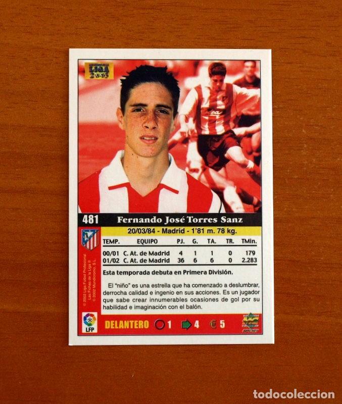 Cromos de f&uacute;tbol: Atl&eacute;tico de Madrid -N&ordm; 481 Fernando Torres -Rookie- Mundicromo Las Fichas de la Liga 2002-2003-02-03