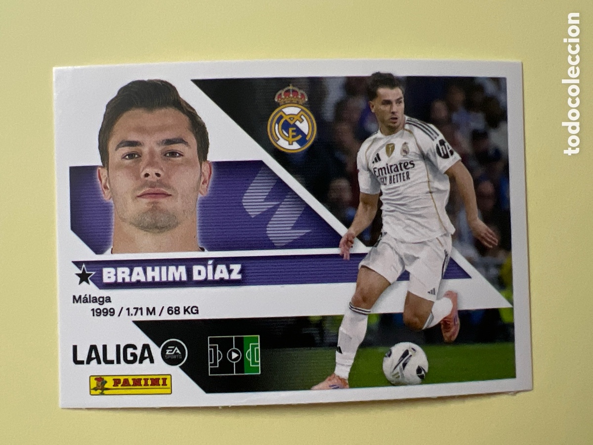 Cromos de f&uacute;tbol: C5591. Brahim D&iacute;az n&uacute;mero 16B del Real Madrid cromo liga este 26-27 2026-2027