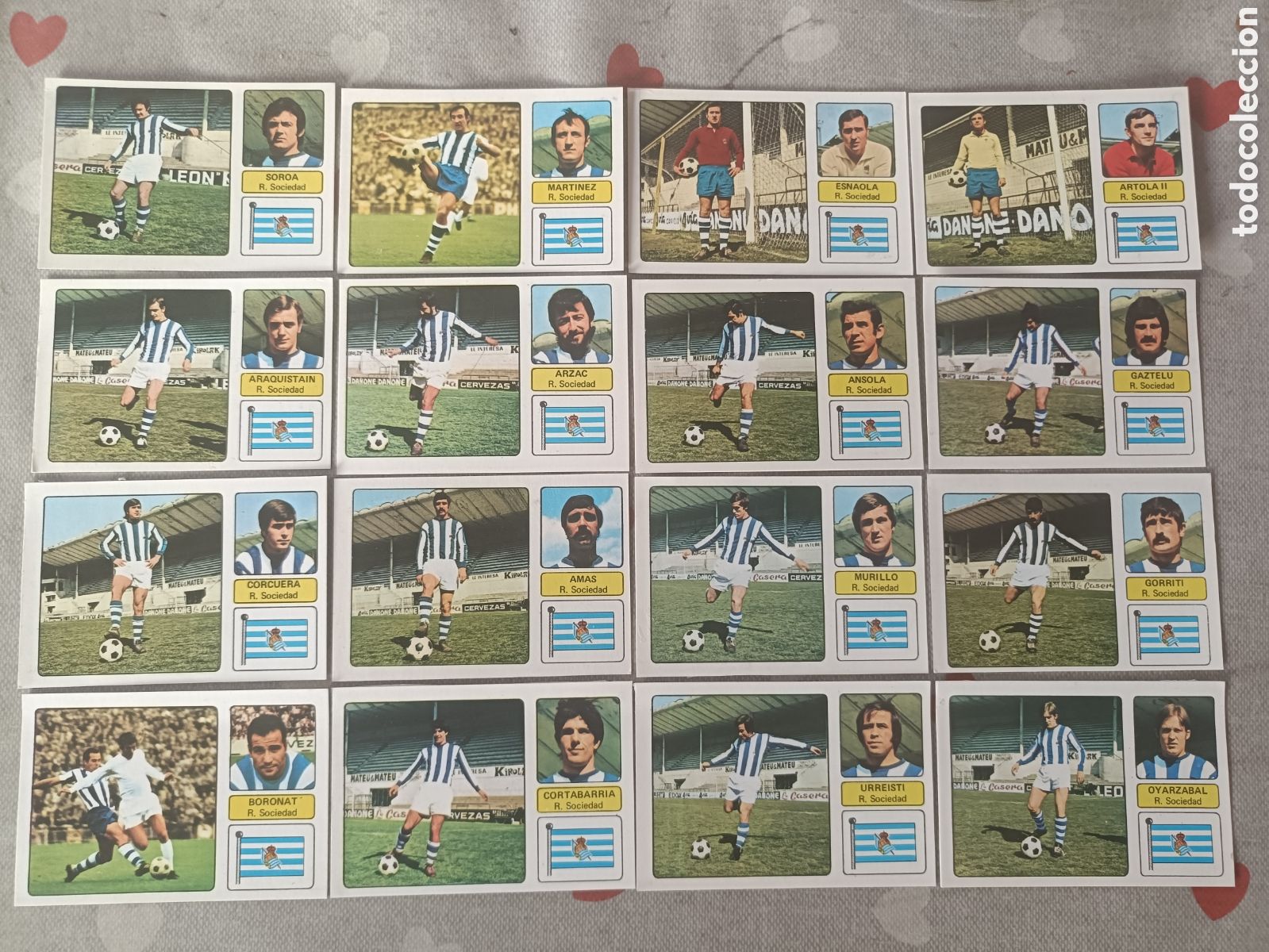 Cromos de f&uacute;tbol: Campeonato de Liga 1973 74 Equipo completo R.Sociedad. Ed. Fher
