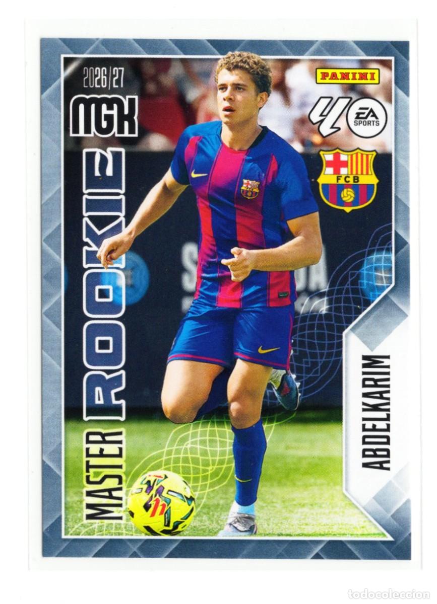 Cromos de f&uacute;tbol: 406 Hamza Abdelkarim M&aacute;ster Rookie Barcelona Megacracks 2026 2027 26 27 Panini