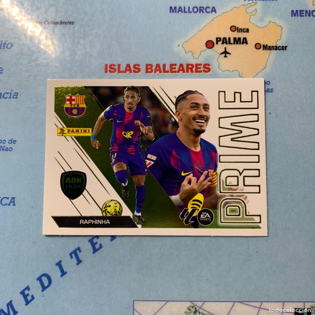 Cromos de f&uacute;tbol: Raphinha ADN la liga Prime n&uacute;mero 13 Del Barcelona cromo de la liga este 26-27 2026-2027
