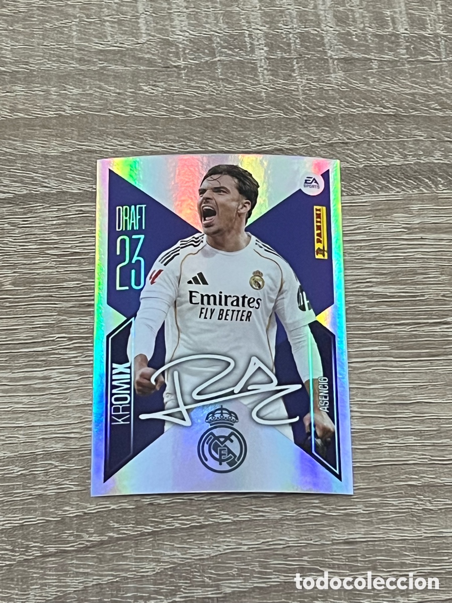 Football Stickers: Asencio N1 Del Real Madrid cromo de la secci&oacute;n Draft con firma de liga este 2026/27