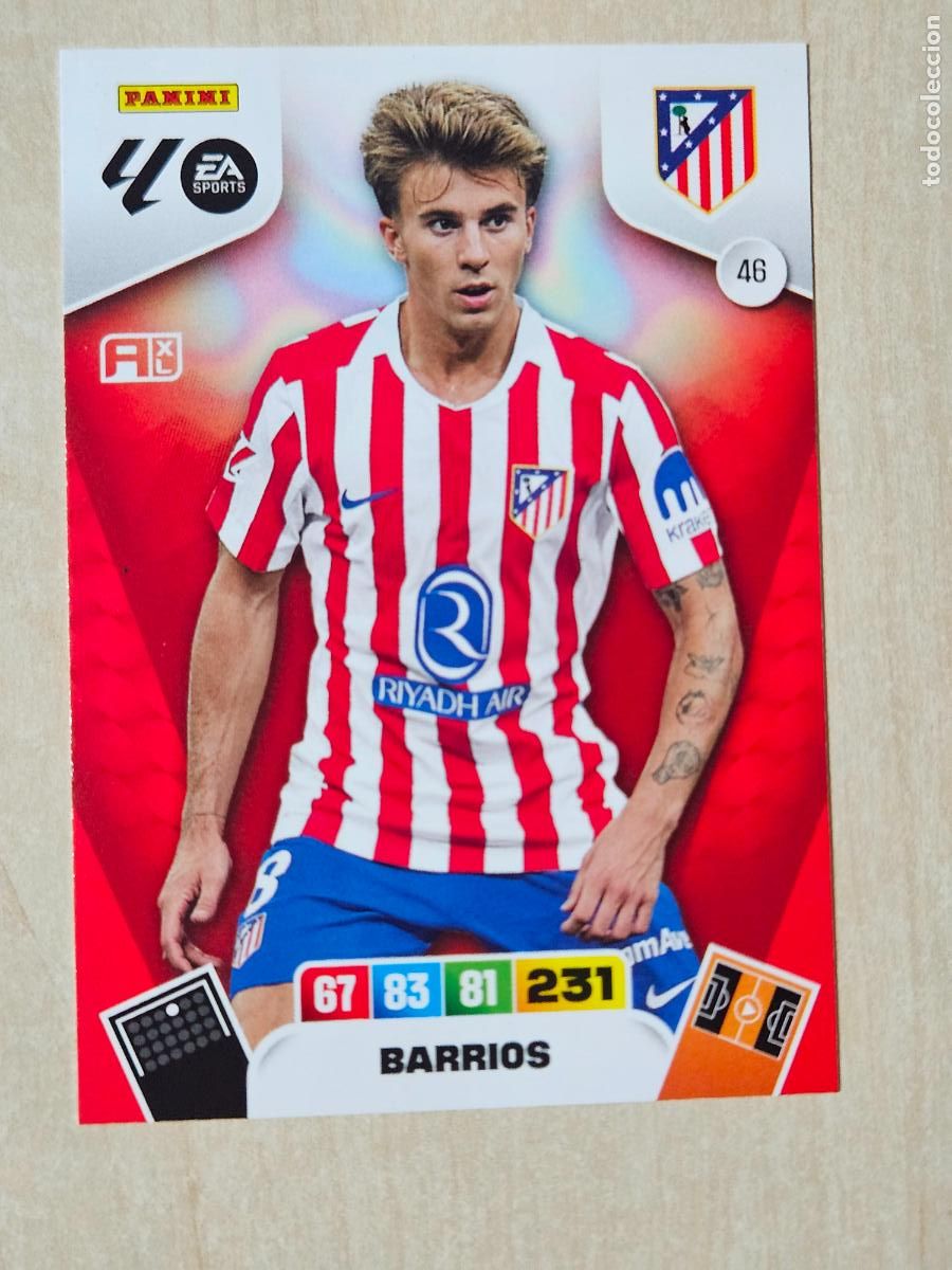 Cromos de f&uacute;tbol: FICHA N&ordm; 46 BARRIOS - ADRENALYN 25 26 - PANINI 2025 - 26 - CROMO - ATLETICO DE MADRID