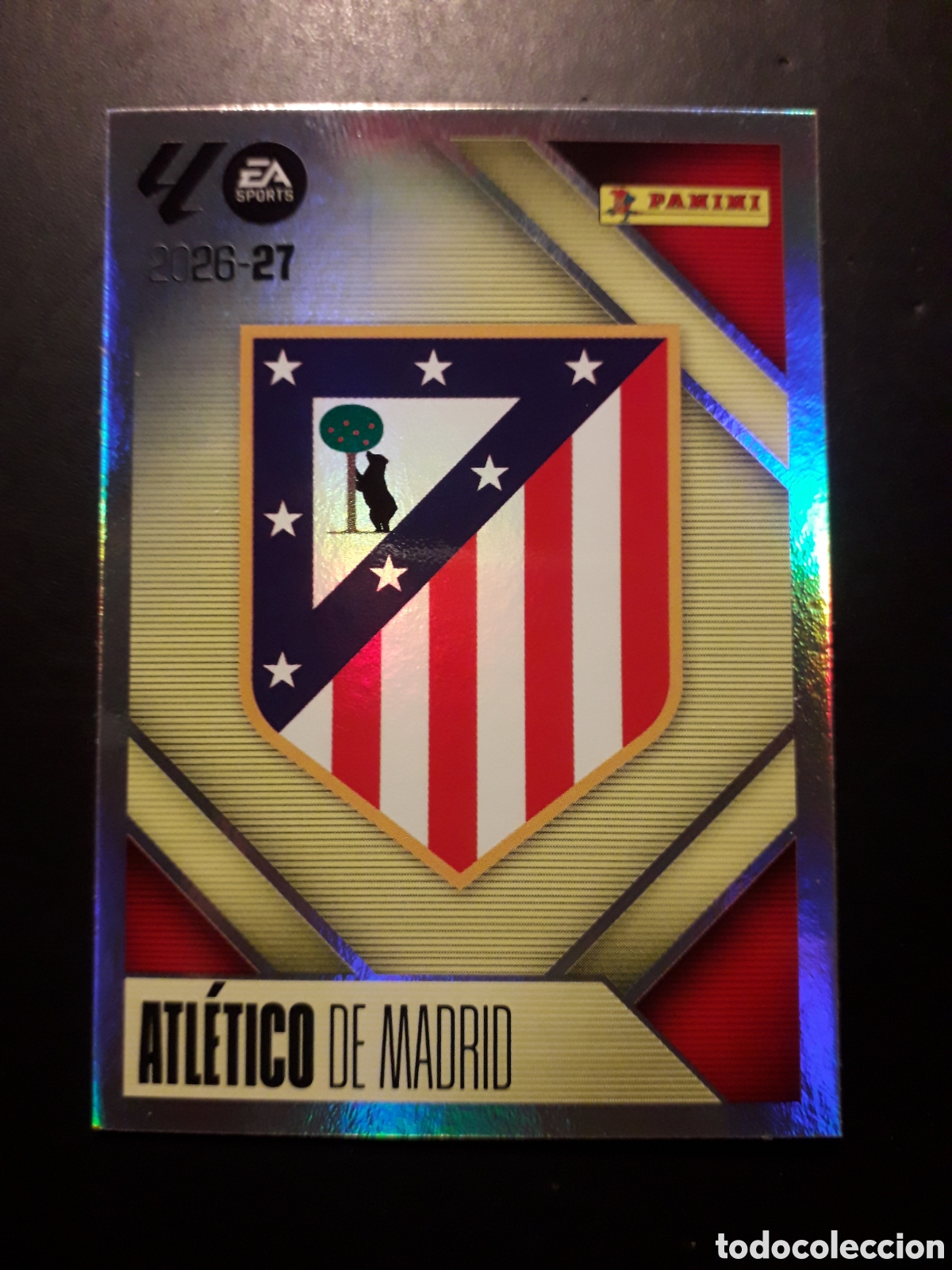 Cromos de f&uacute;tbol: ESCUDO AT MADRID N&deg; 1 ED ESTE 2026 2027 26 27 SIN PEGAR PEDIDO M&Iacute;NIMO 3&euro;.