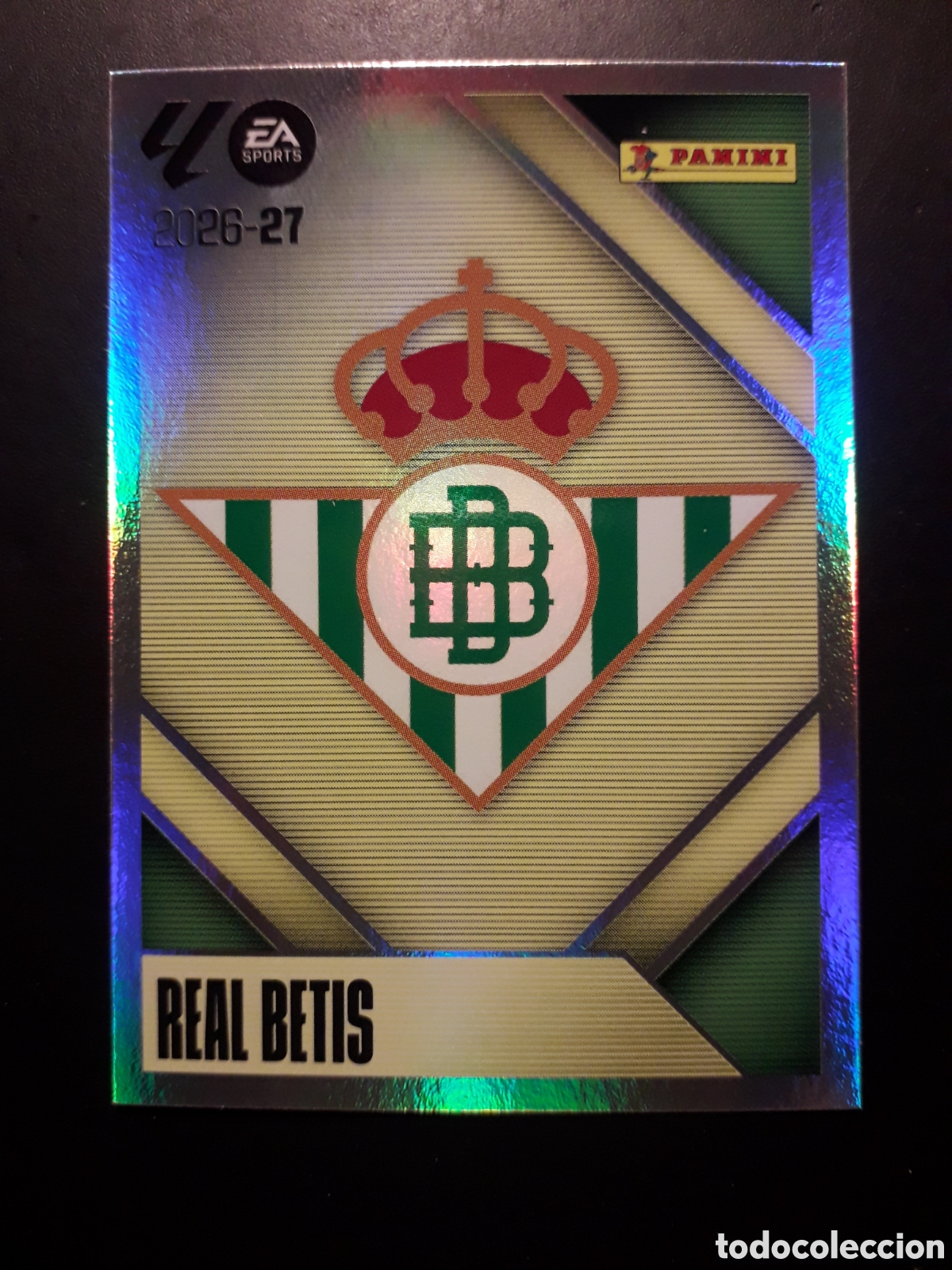 Cromos de f&uacute;tbol: ESCUDO, BETIS N&deg; 1 ED ESTE 2026 2027 26 27 SIN PEGAR PEDIDO M&Iacute;NIMO 3&euro;