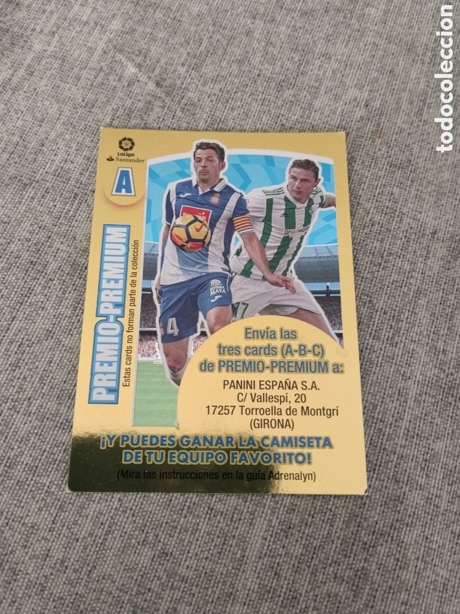 Cromos de f&uacute;tbol: ADRENALYN 2017 18 - PREMIO PREMIUM A ( CON JOAQU&Iacute;N - REAL BETIS )
