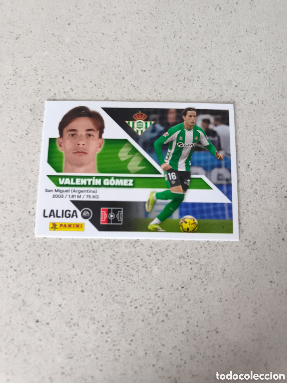 Cromos de f&uacute;tbol: CROMO NUMERO 9 VALENTIN GOMEZ REAL BETIS. LIGA ESTE 26/27. PANINI.