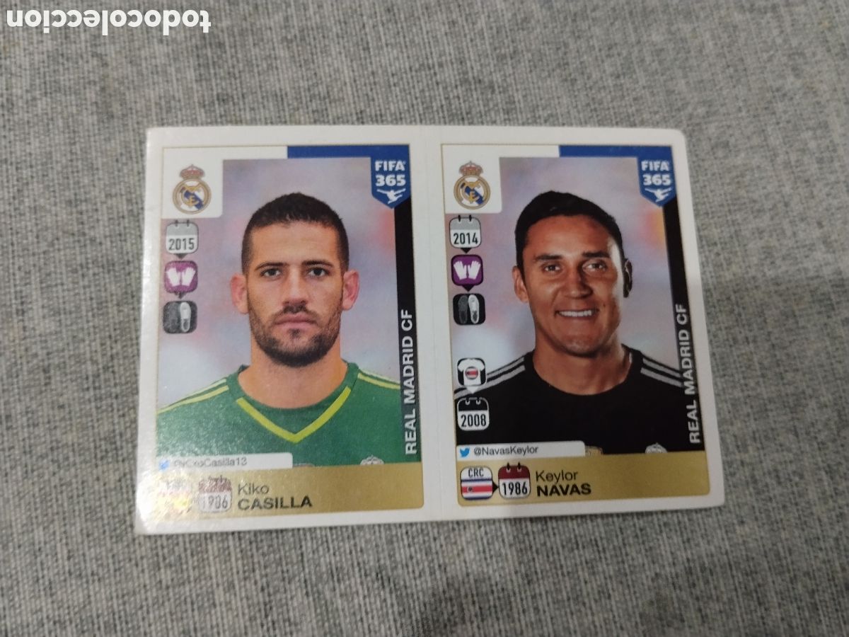 Cromos de f&uacute;tbol: FIFA 365 2015 ( 372-373 ) CASILLA ( CON CAMISETA VERDE ) - KEYLOR NAVAS / REAL MADRID