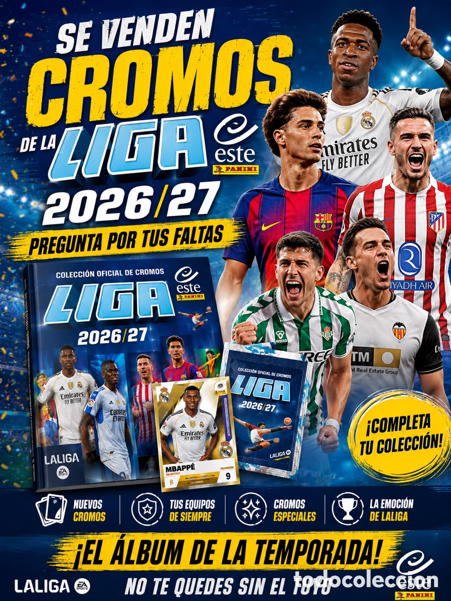 Cromos de f&uacute;tbol: Venta Liga este 2026/27