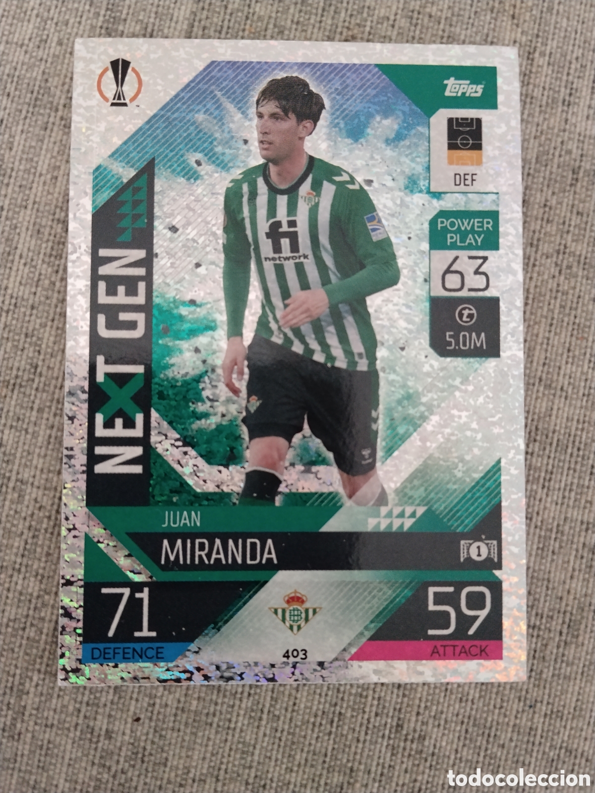 Cartes &agrave; collectionner de Football: TOPPS MATCH ATTAX 2022 23 N&ordm; 403 JUAN MIRANDA - REAL BETIS ( VERSI&Oacute;N ASIA ) CON TIPO BRILLANTINA
