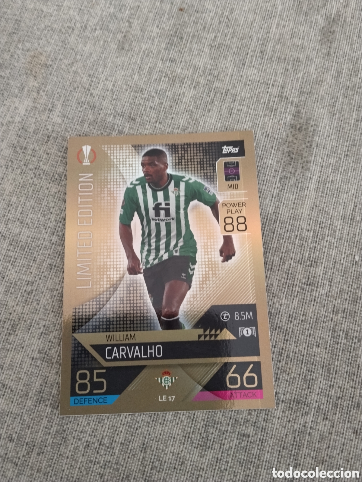 Cartes &agrave; collectionner de Football: TOPPS MATCH ATTAX 2022 23 N&ordm; WILLIAM CARVALHO - REAL BETIS ( LIMITED EDITION)