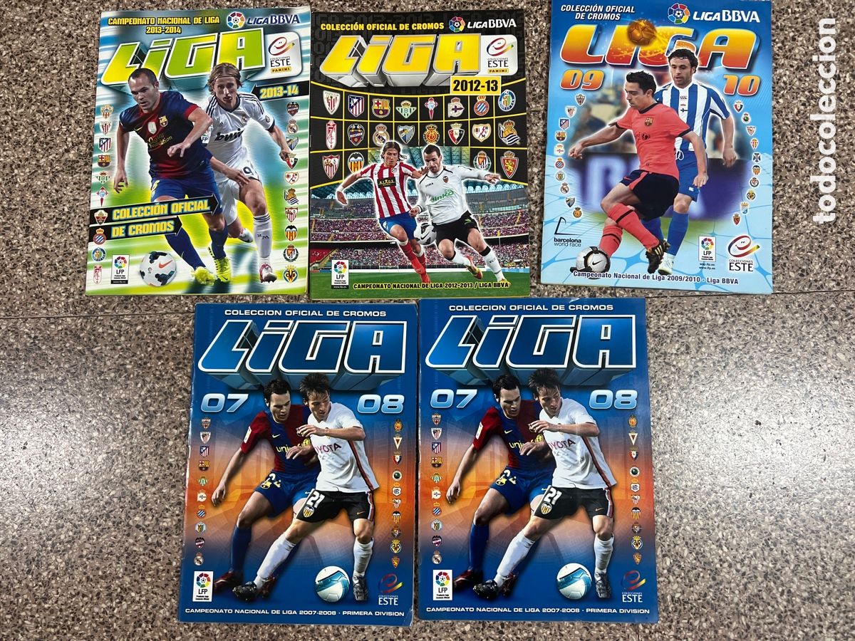 Cromos de f&uacute;tbol: EDICIONES ESTE LOTE DE 5 ALBUMES INCOMPLETOS A&Ntilde;OS 07-08, 09-10, 12-13, 13-14