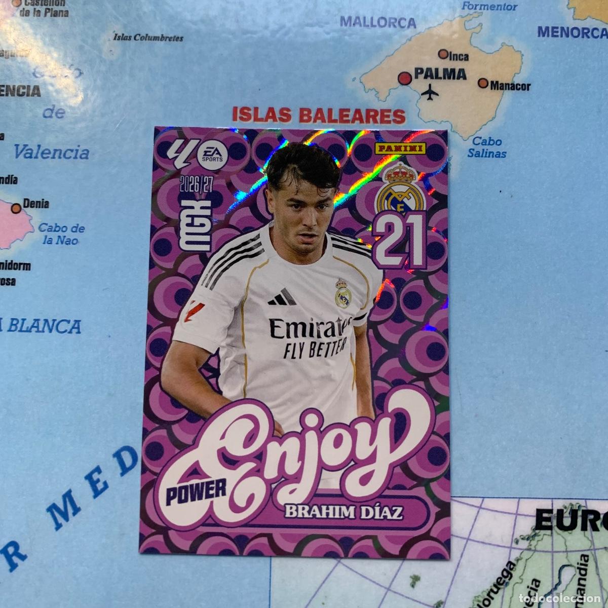 Cartes &agrave; collectionner de Football: Brahim Diaz serie enjoy power n&uacute;mero P380 del Atl&eacute;tico de Madrid megacracks 26-27 2026-2027