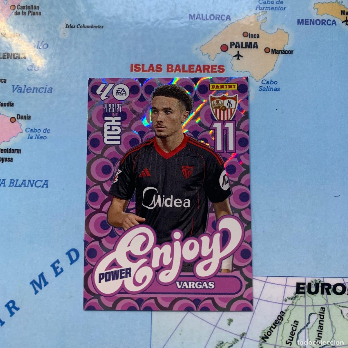 Cromos de f&uacute;tbol: Vargas serie enjoy power n&uacute;mero P387 del sevilla megacracks 26-27 2026-2027