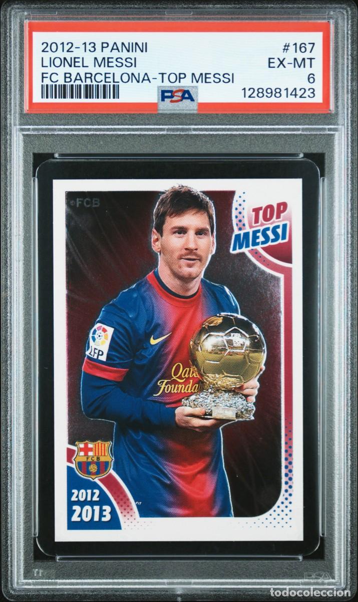 Football Stickers: Messi #167 FC Barcelona Panini Top Messi 2012 13 PSA 6