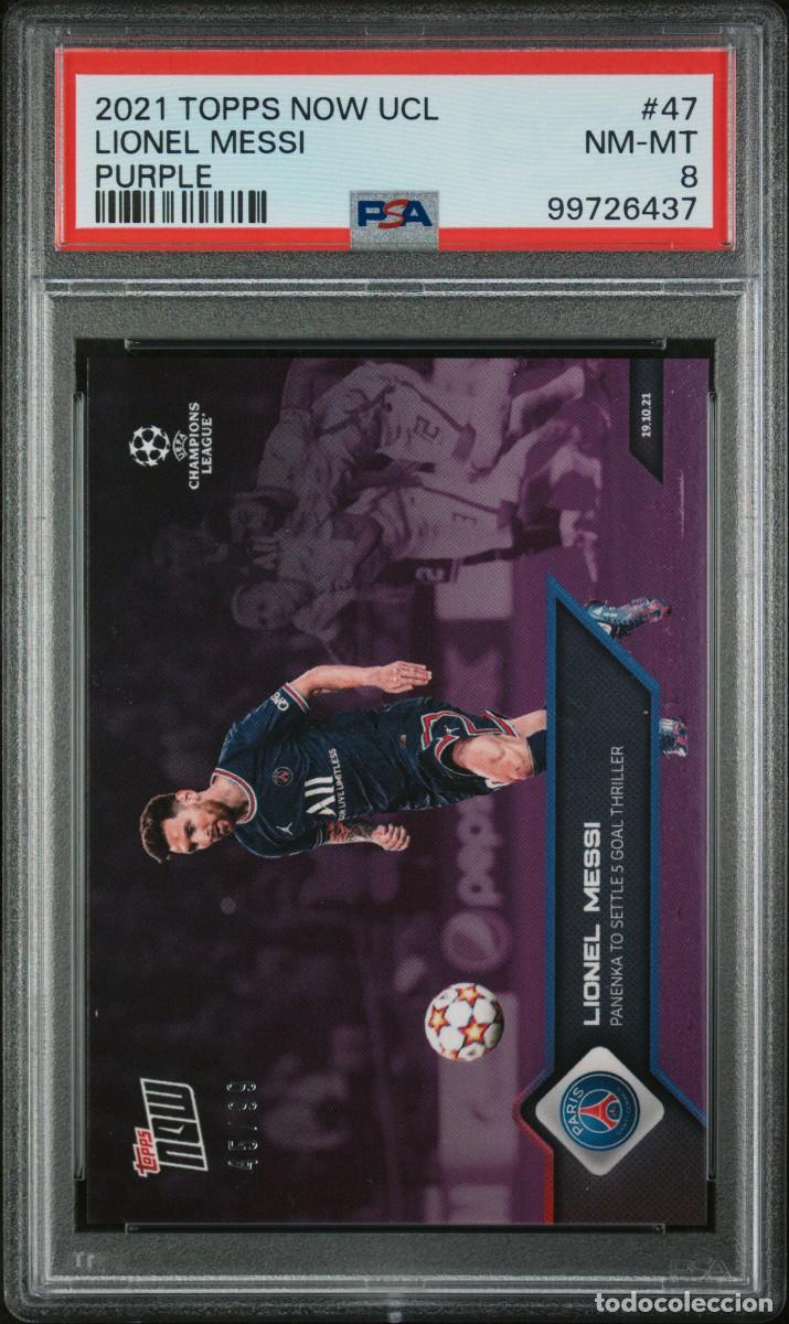 Football Stickers: Messi #47 Purple 45/99 Paris Saint Germain Topps Now 2021 Psa 8