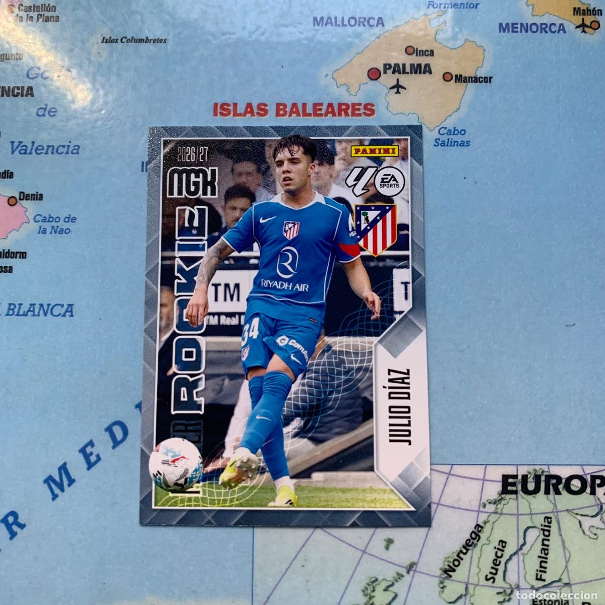 Cromos de f&uacute;tbol: Julio D&iacute;az serie master Rookie n&uacute;mero 415 Del Atl&eacute;tico de Madrid megacracks 26-27 2026-2027