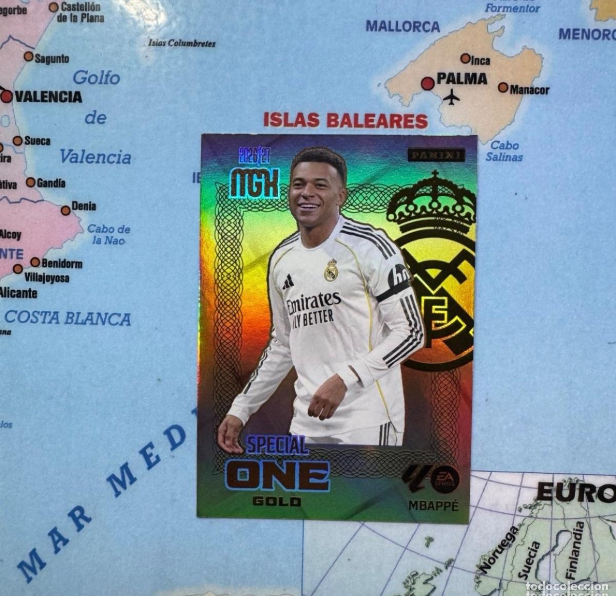 Cromos de f&uacute;tbol: Mbappe Special One Gold Del Real Madrid megacracks 26-27 2026-2027