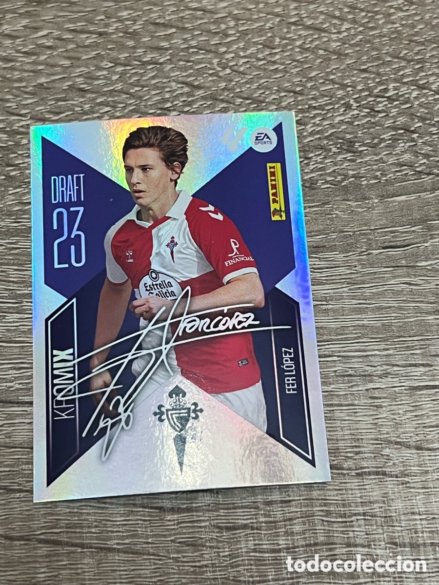 Cromos de f&uacute;tbol: Fer L&oacute;pez cromo de liga este 2026/27 secci&oacute;n Draft con firma