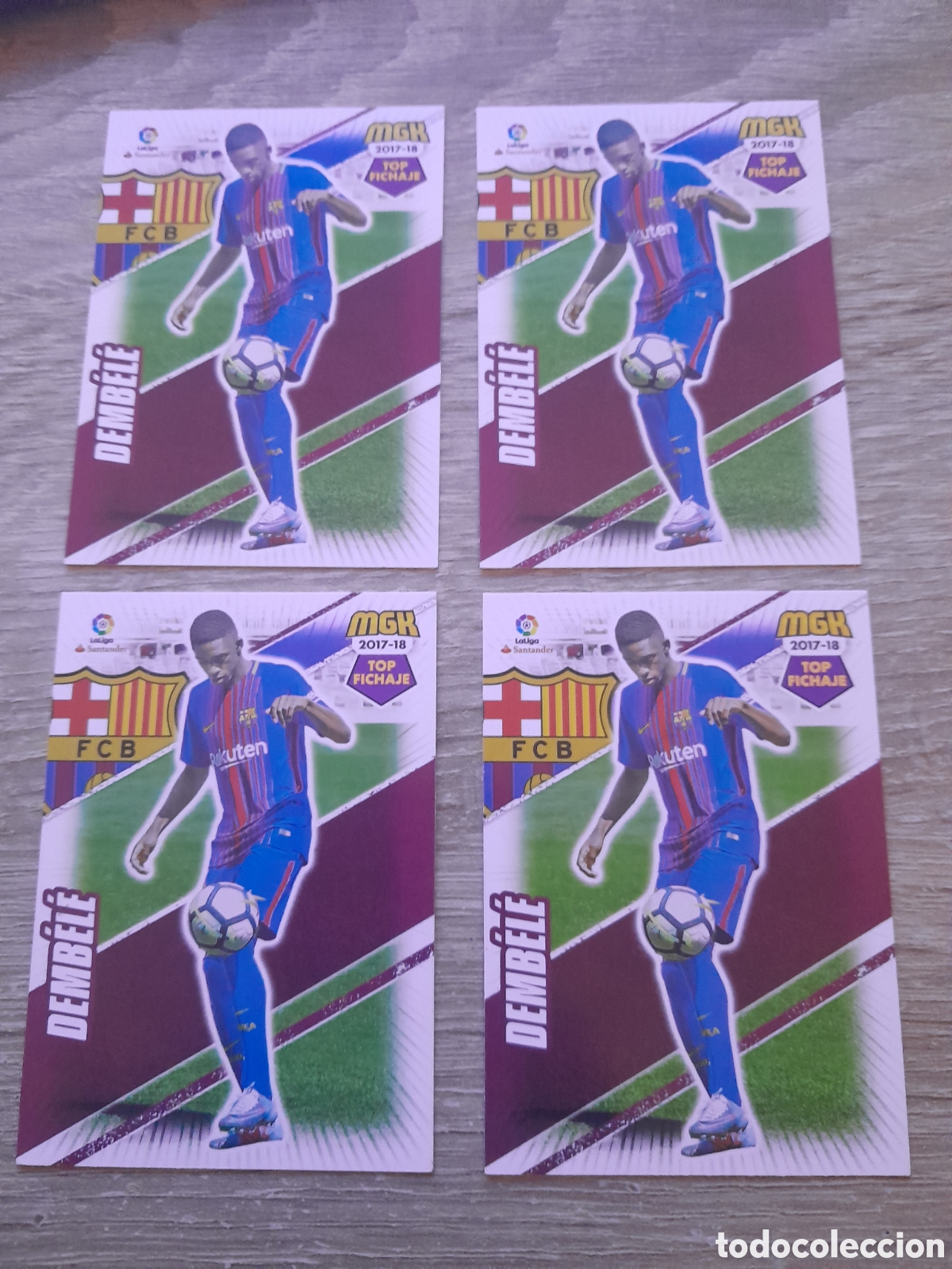 Cromos de f&uacute;tbol: lote 4 cromos megacracks 2017 2018 barcelona dembele n&ordm; 102 top fichaje 3 edicion