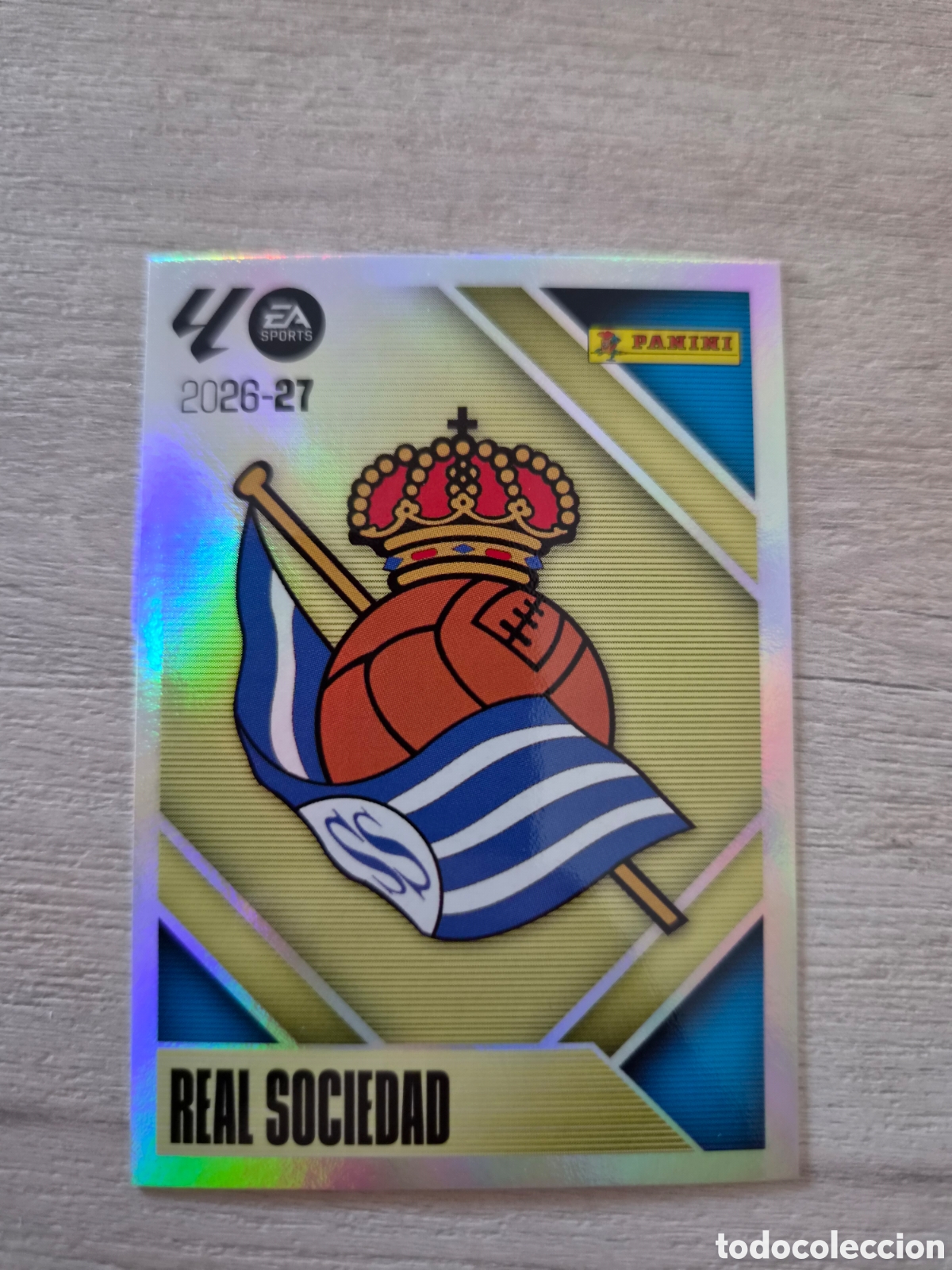 Cromos de f&uacute;tbol: N&deg;1 Real Sociedad Escudo Liga Este 26/27