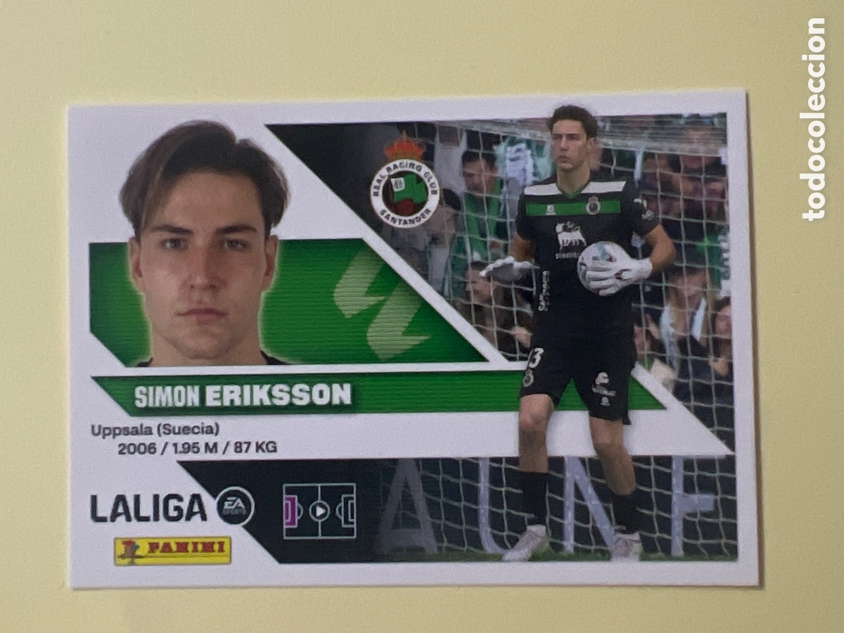 Cromos de f&uacute;tbol: C3236. Eriksson n&uacute;mero 3 del Racing de Santander cromo liga este 26-27 2026-2027