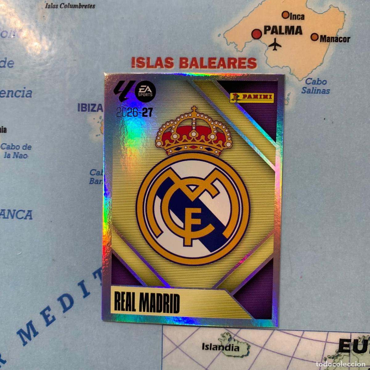 Football Stickers: Escudo del Real Madrid n&uacute;mero 1 cromo liga este 26-27 2026-2027