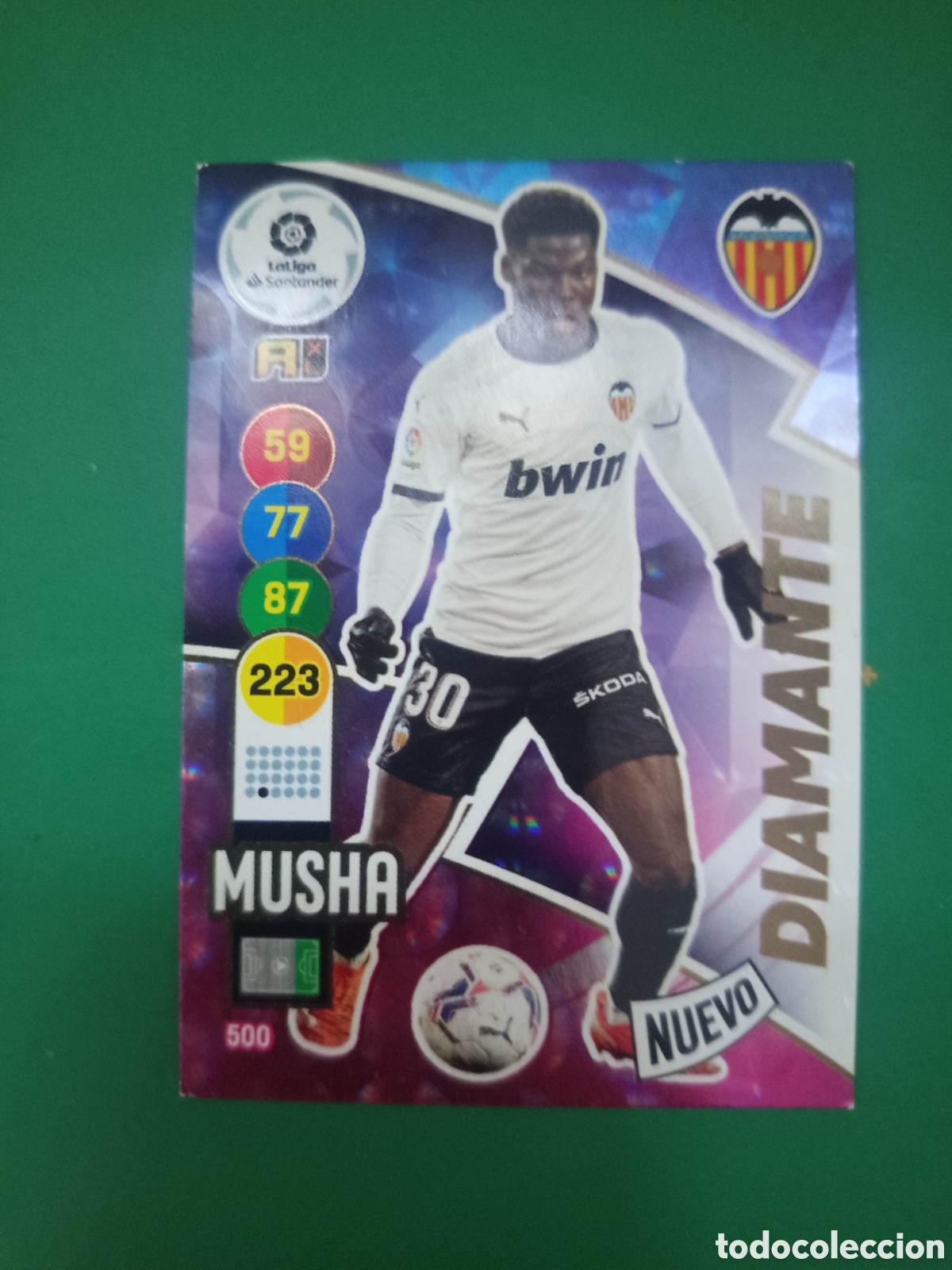 Fu&szlig;ball-Sticker: ❇️ CROMO ⚽ CARD MUSHA VALENCIA NUEVO DIAMANTE N&deg; 500 ADRENALYN 2020 2021 20 21 PANINI ❇️