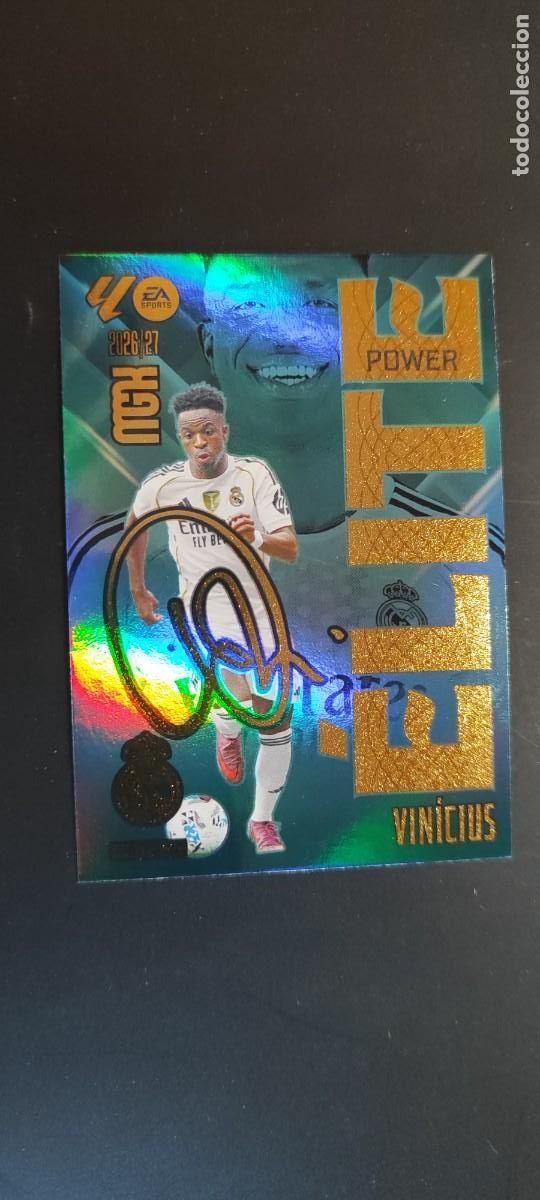 Cromos de f&uacute;tbol: MEGACRACKS 2026/27 CARD ELITE POWER VINICIUS REAL MADRID FIRMADA# P18 PANINI